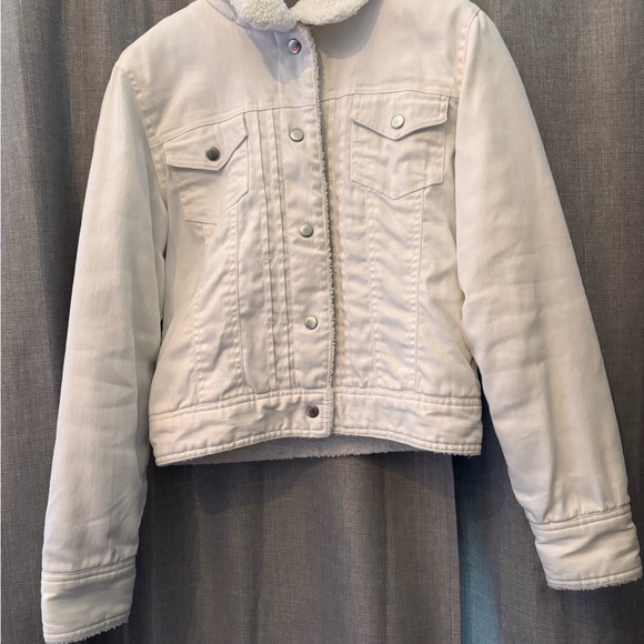 Ci Sono Women's White Jean Jacket with Sherpa Lining - Picture 1 of 5